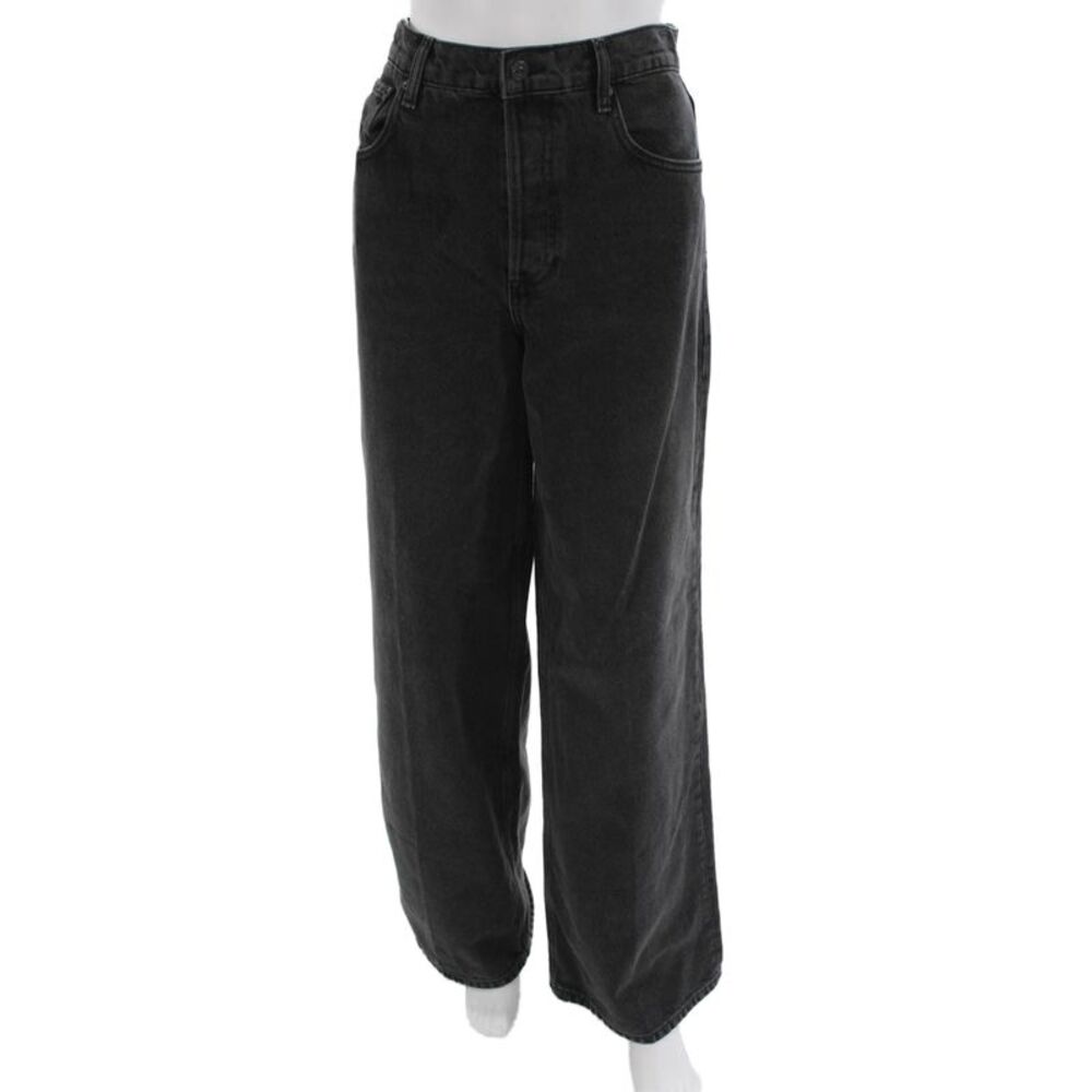 Boyish Women High Rise Dark Gray Jeans Button Fly 32 Inseam Size 26
